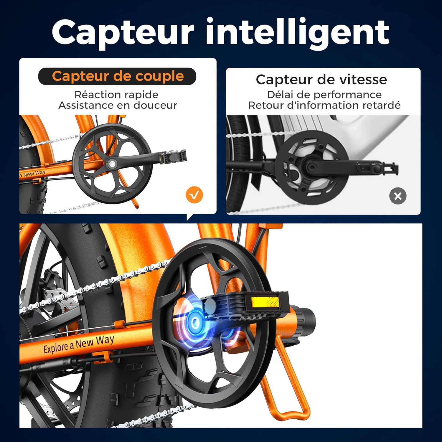 ENGWE Vélo Électrique Pliable, Batterie 48V 13Ah Amovible, Autonomie de 50-120 km,20'' ×4.0'' Fat Tire 7-Speed E-Bike for Any Terrain