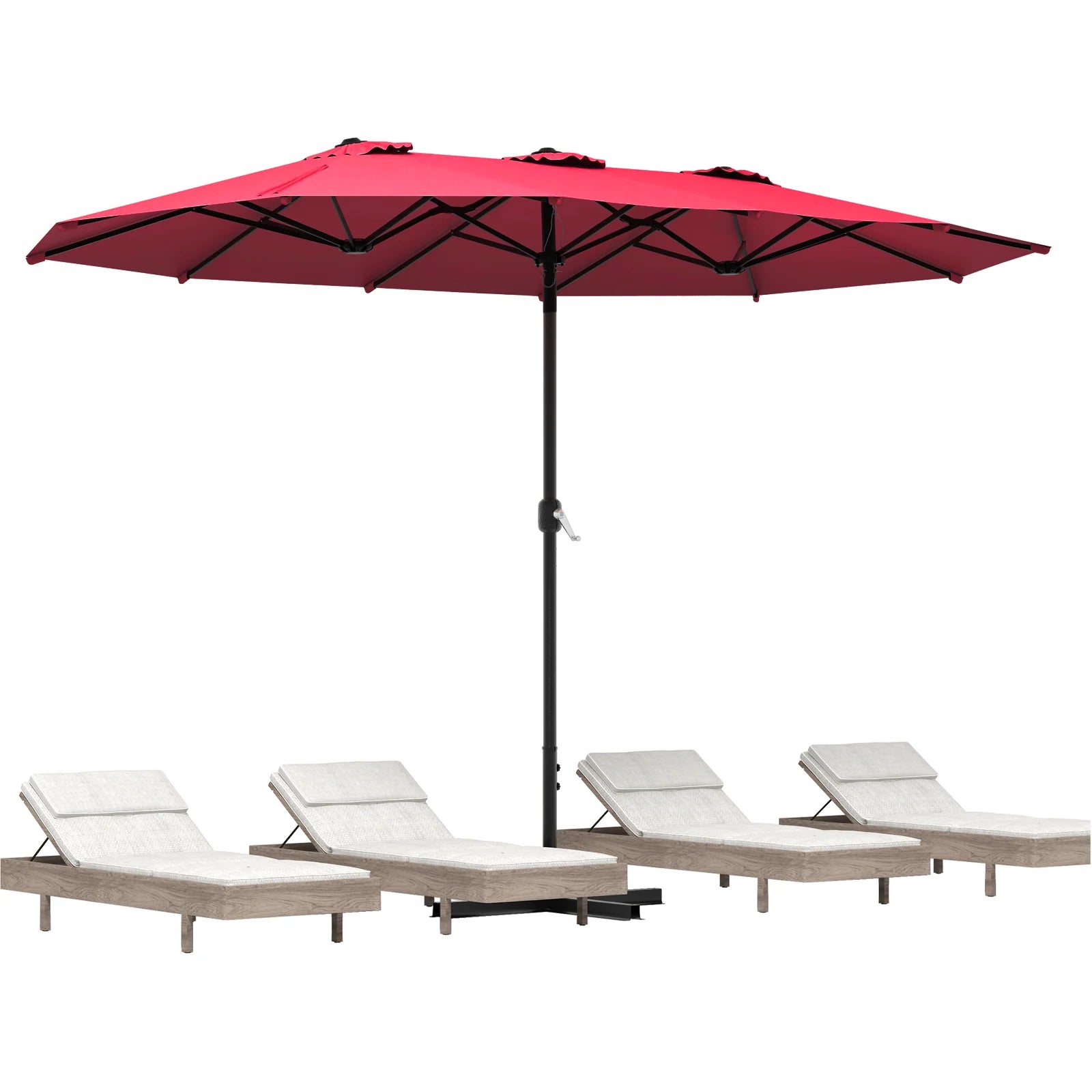 AECOJOY 15x9ft Double-Sided Patio Umbrella, Red