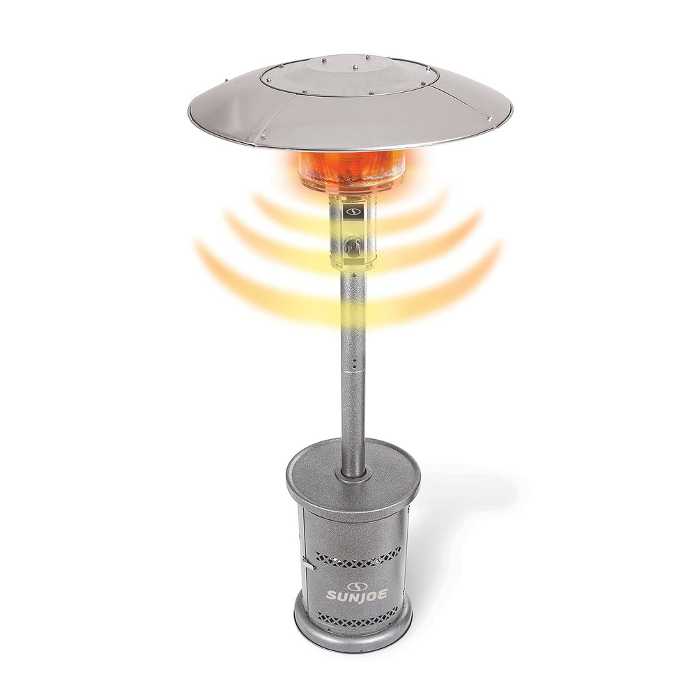 Sun Joe SJPPH48-SLV Outdoor Propane Powered Patio Heater w/ Wheels, Tip Over & Overheat Protection, 48,000 BTU (Silver)