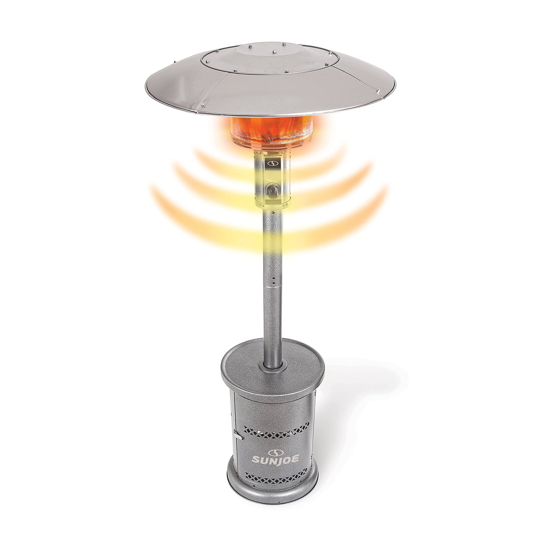 Sun Joe SJPPH48-SLV Outdoor Propane Powered Patio Heater w/ Wheels, Tip Over & Overheat Protection, 48,000 BTU (Silver)